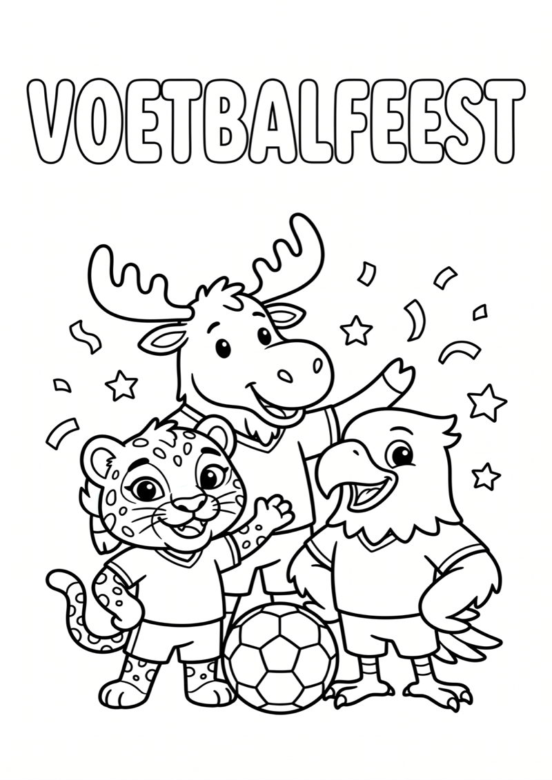 Wk 2026 Mascottes Vieren Feest Kleurplaat — gratis kleurplaat printen