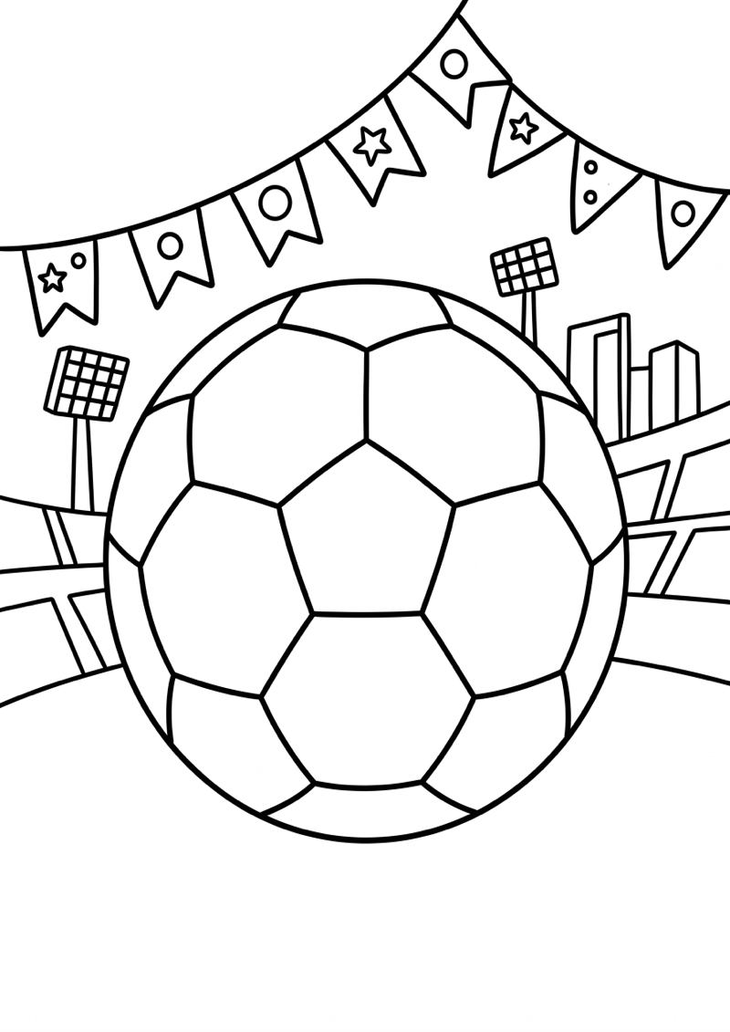 Wk Fanpagina Voetbal Vlaggetjes Stadionlicht Kleurplaat — gratis kleurplaat printen