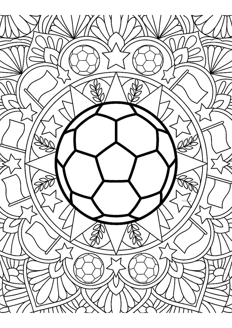 WK voetbal mandala kleurplaat — gratis kleurplaat