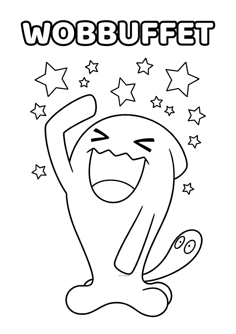 Wobbuffet Kleurplaat — gratis kleurplaat printen