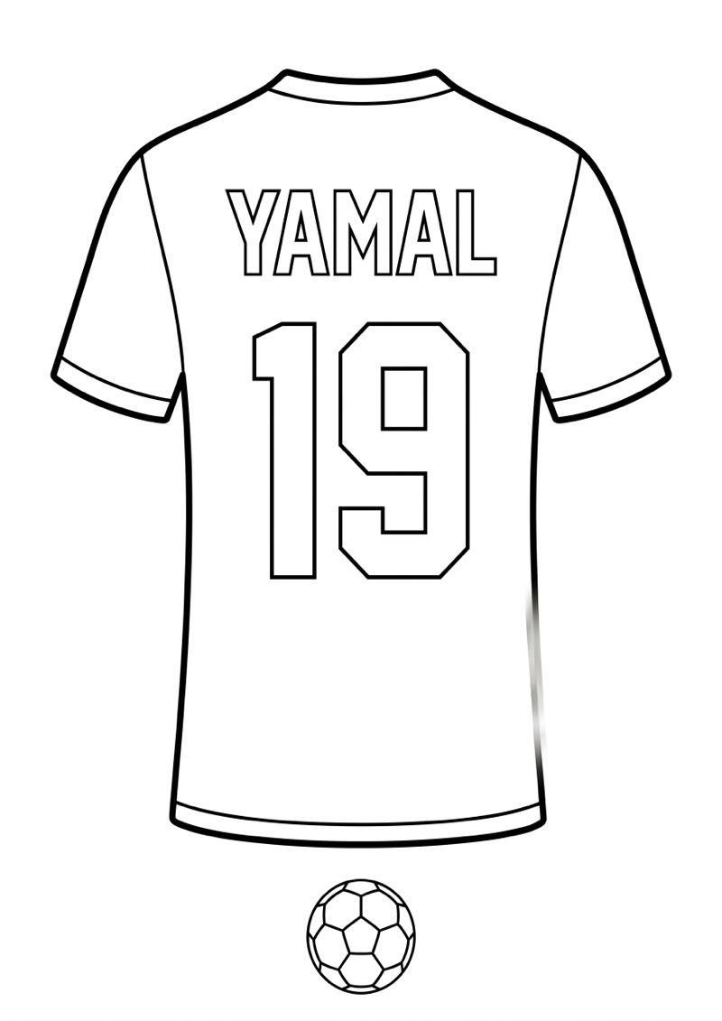 Yamal Voetbalshirt Kleurplaat — gratis kleurplaat printen