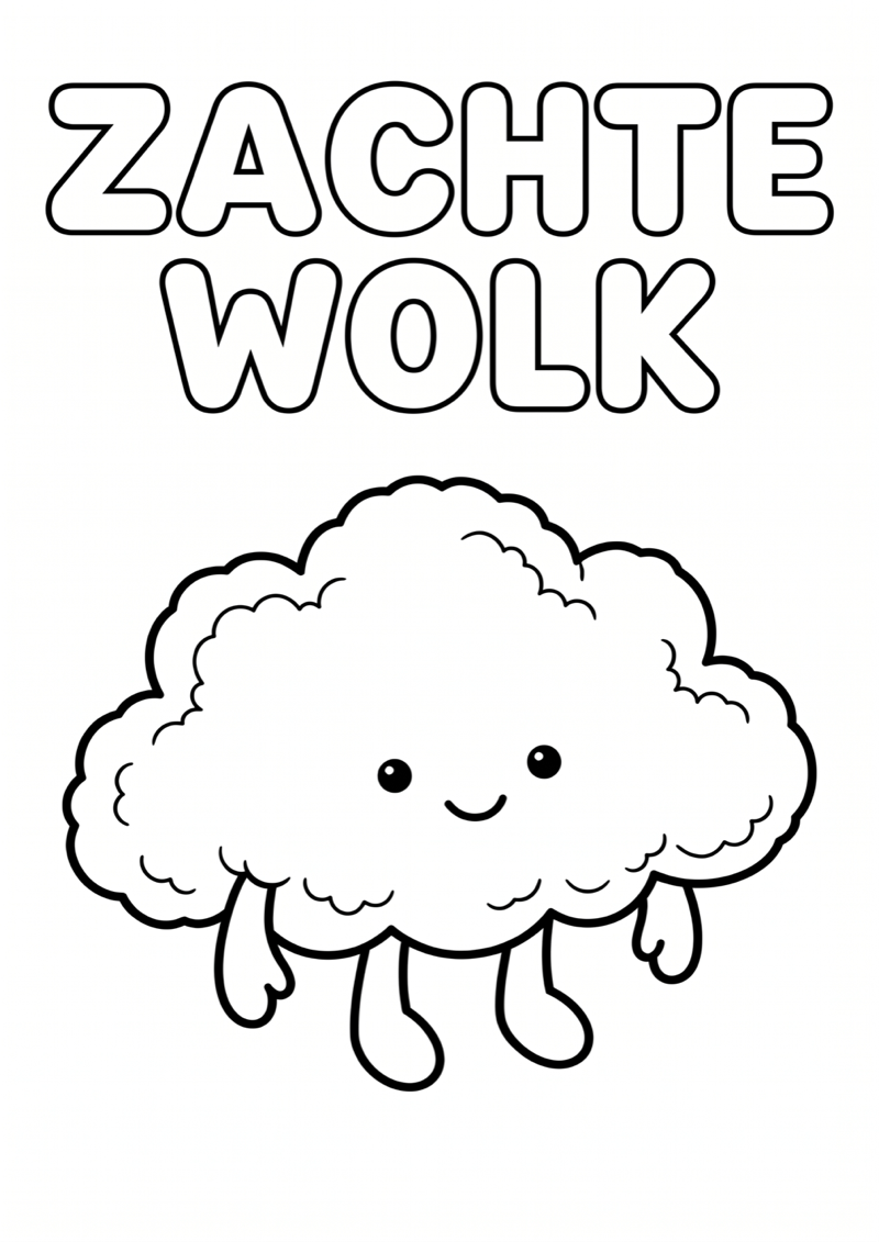 Zachte Wolk Kleurplaat — gratis kleurplaat printen