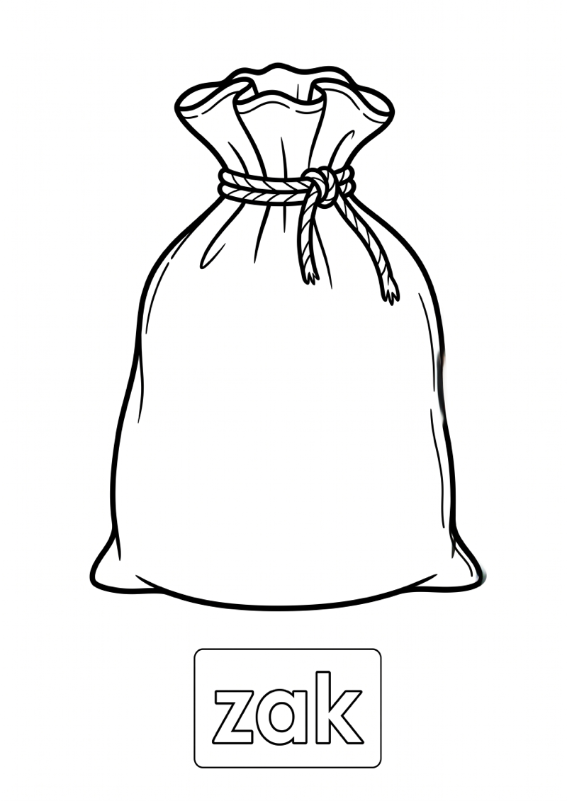 Zak Woordkaart Kleurplaat — gratis kleurplaat