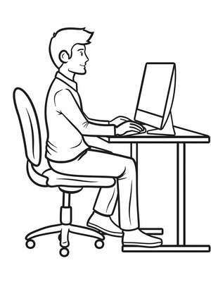 Zakenman met Computer Kleurplaat