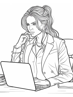 Zakenvrouw Kleurplaat 1 — gratis kleurplaat printen