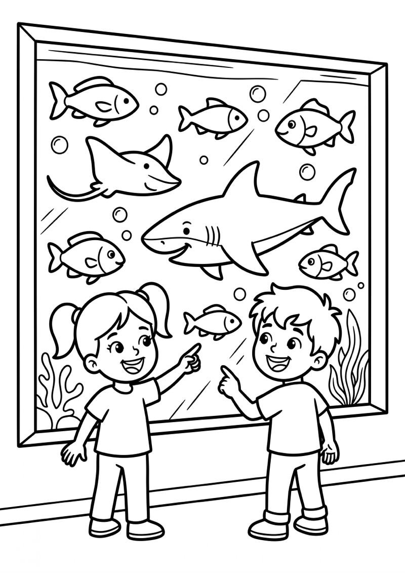 Zeeaquarium Kleurplaat — gratis kleurplaat