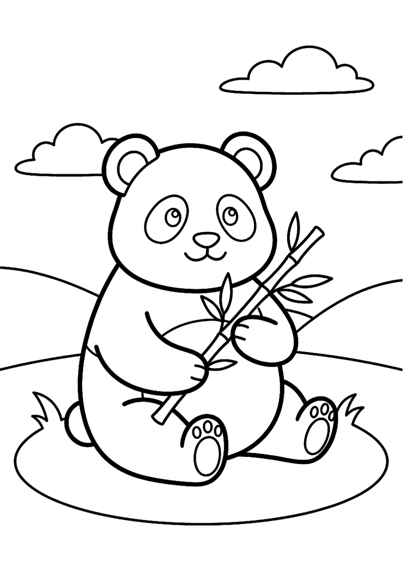 Zittende panda kleurplaat — gratis kleurplaat