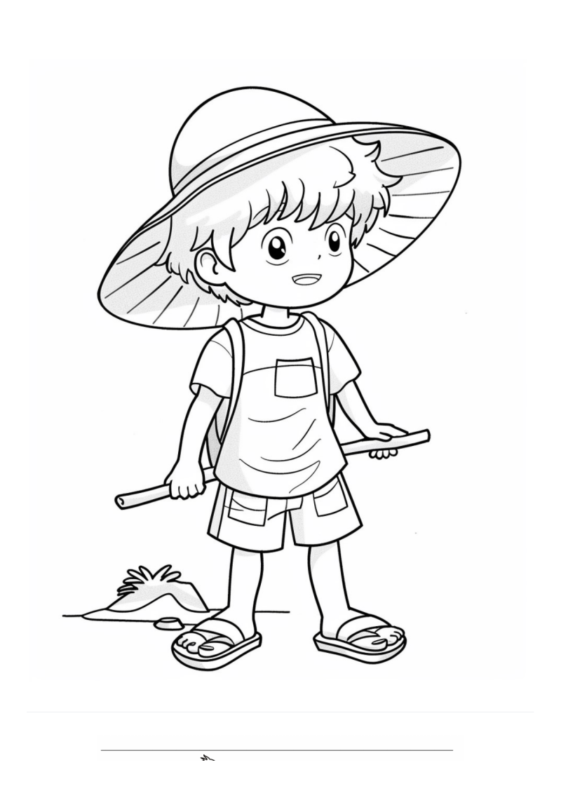 Zomer Jongen 1 Kleurplaat — gratis kleurplaat