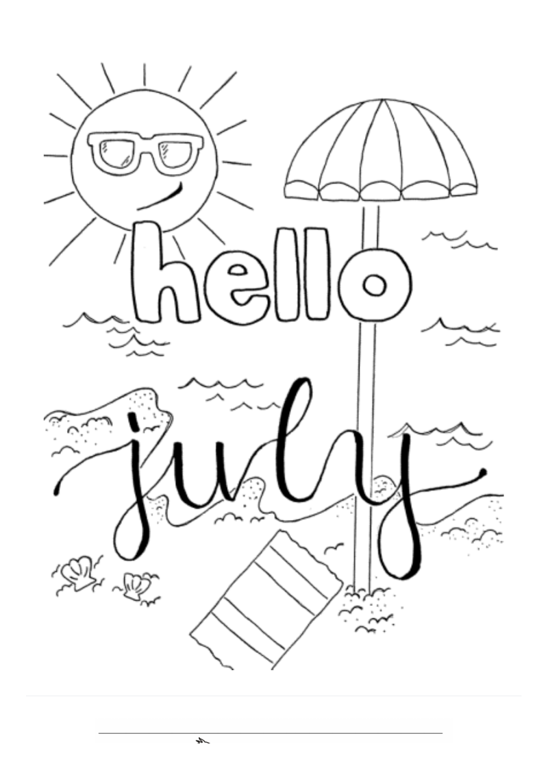 Zomer Juli Kleurplaat — gratis kleurplaat