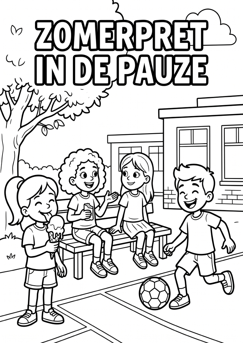 Zomerpret in de Pauze Kleurplaat — gratis kleurplaat printen