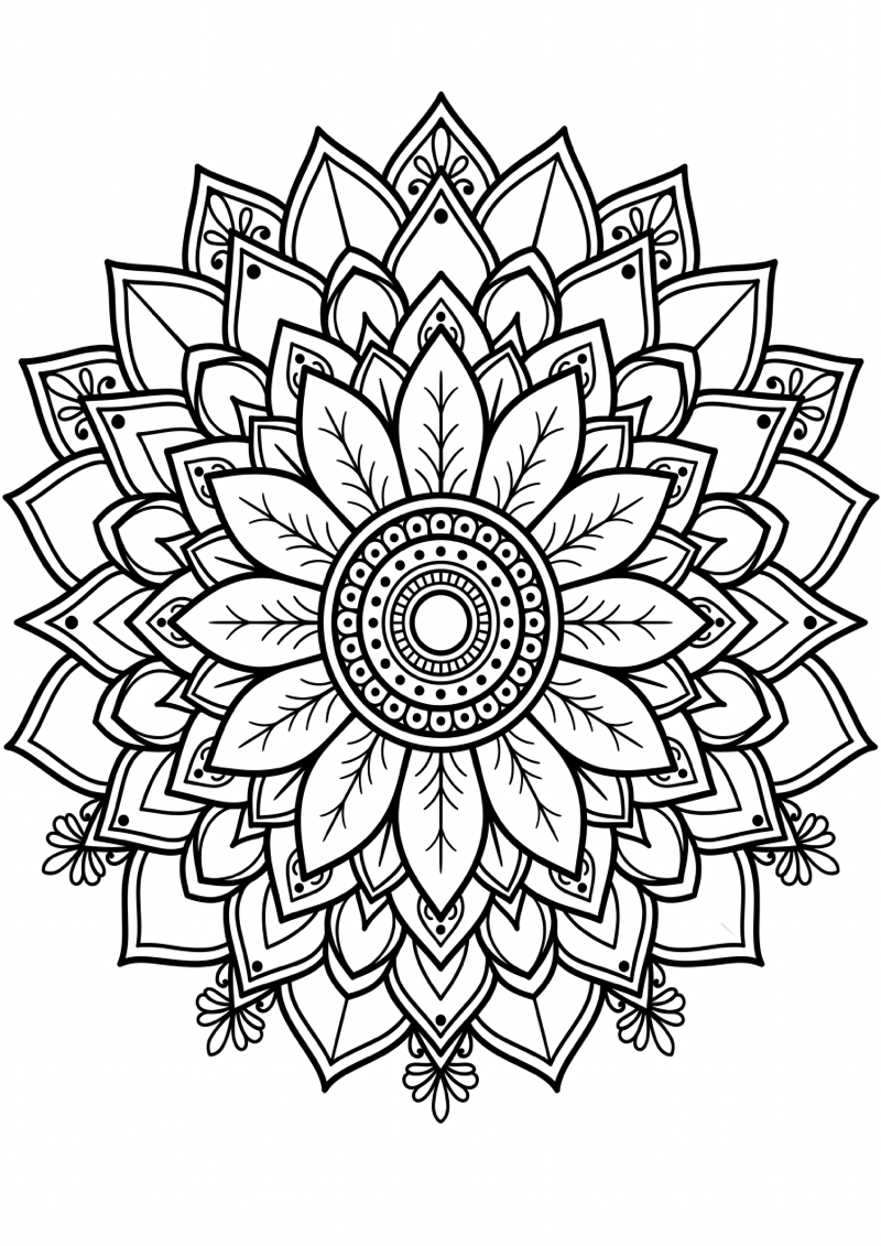 Zonnebloem Mandala Kleurplaat — gratis kleurplaat printen