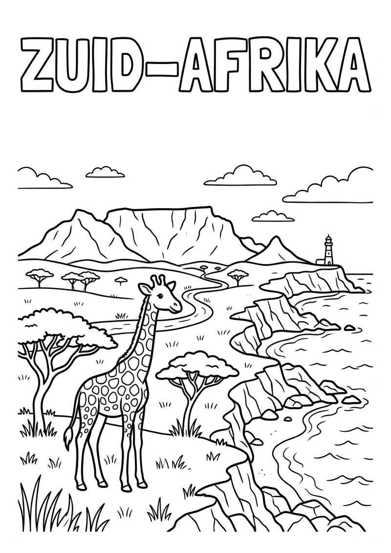 Zuid Afrika Kleurplaat — gratis kleurplaat