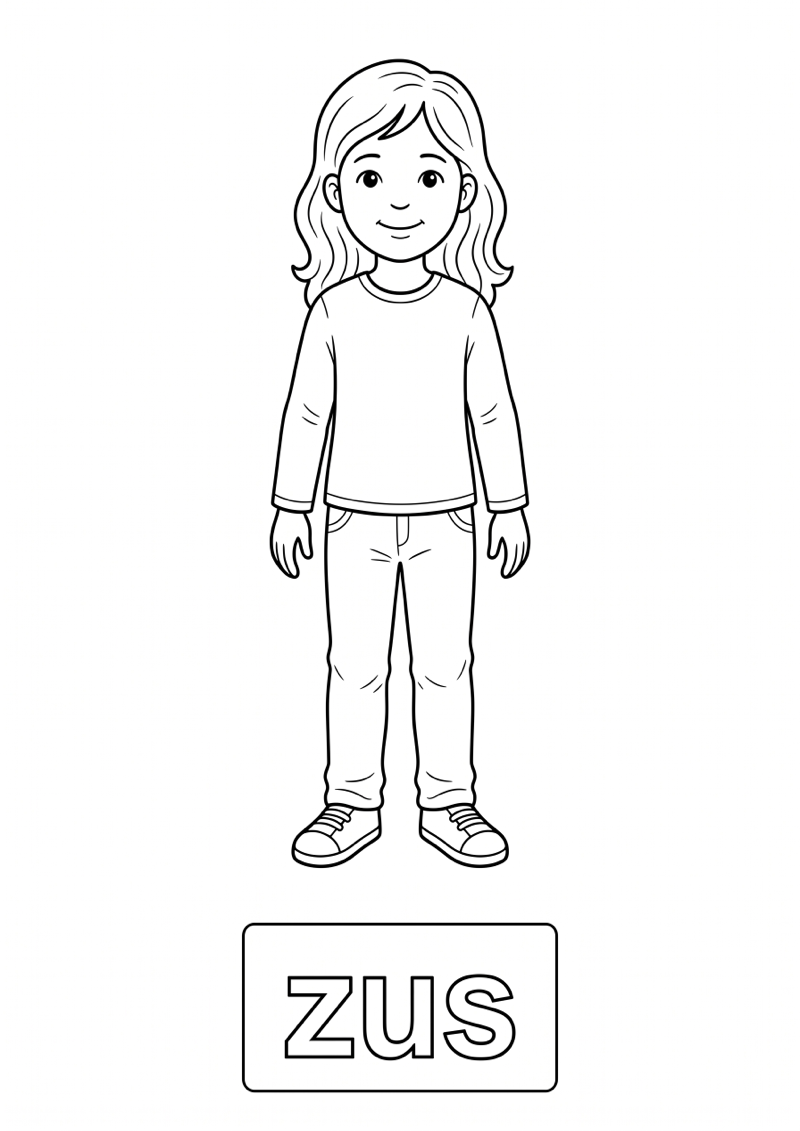 Zus Woordkaart Kleurplaat — gratis kleurplaat