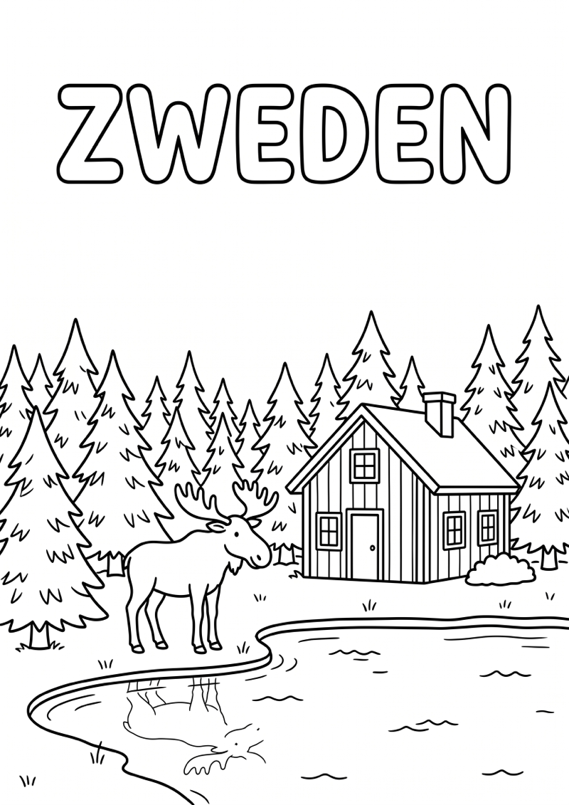 Zweden Kleurplaat — gratis kleurplaat printen