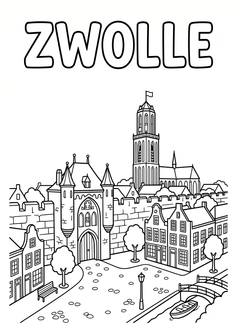 Zwolle Kleurplaat — gratis kleurplaat printen