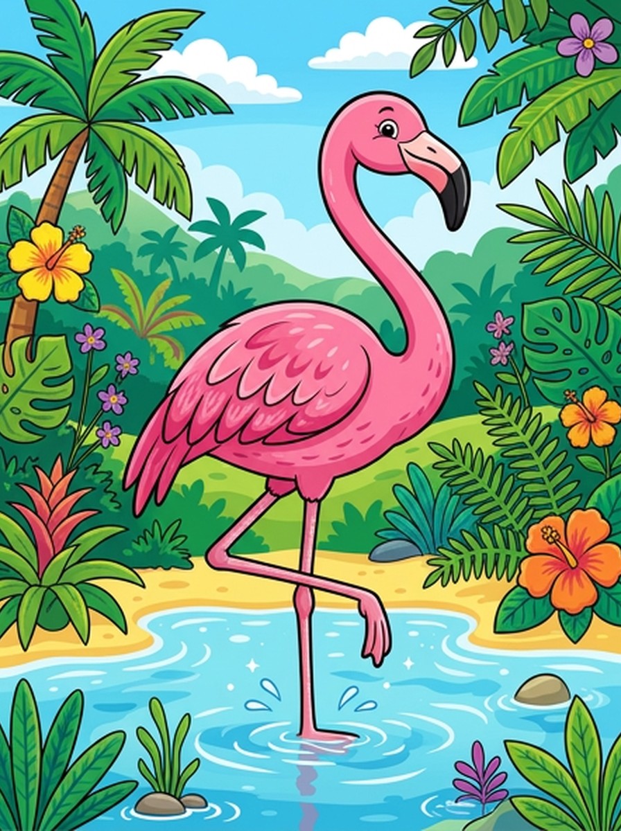 Flamingo kleurplaten