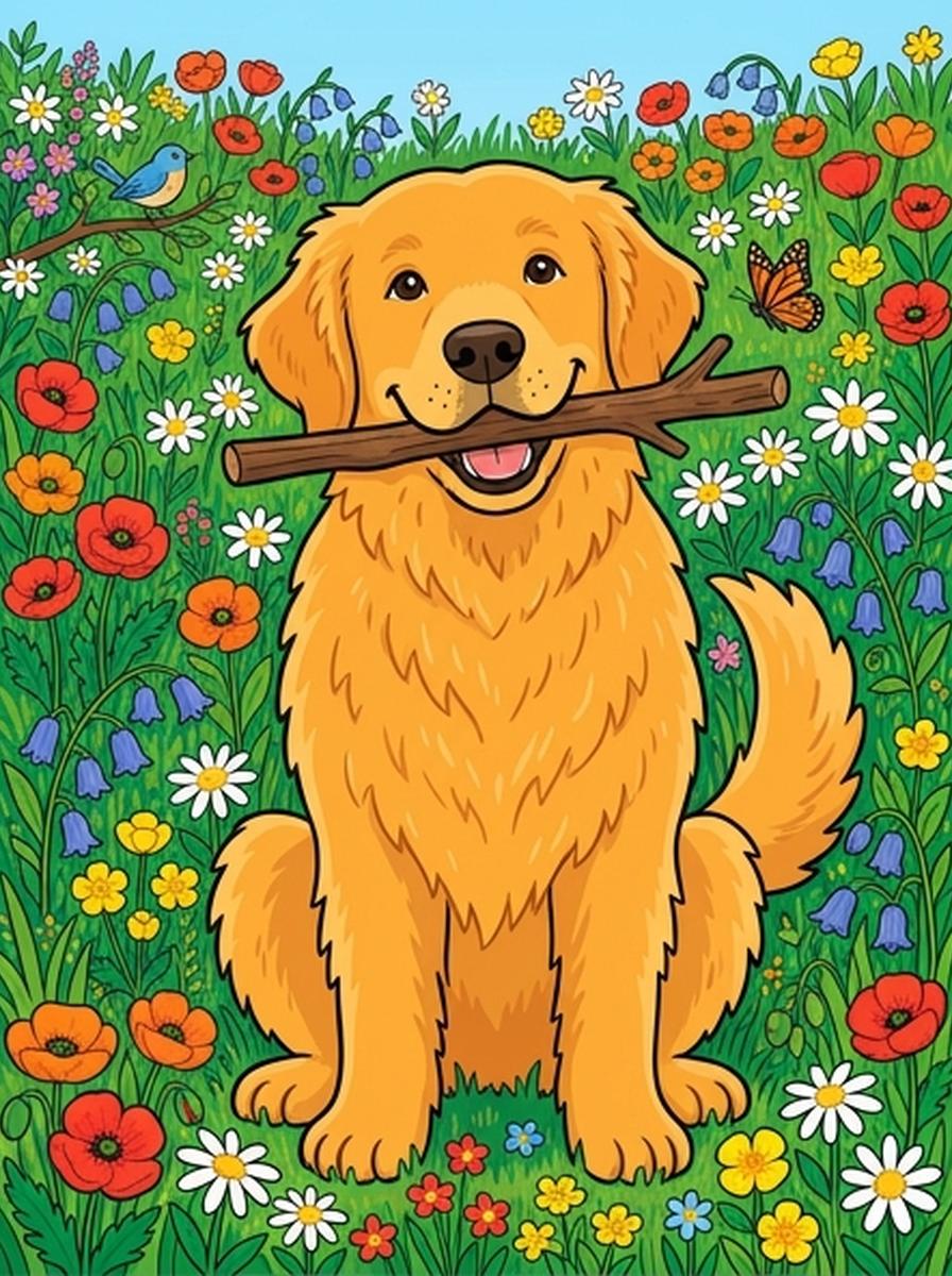 Golden Retriever kleurplaten