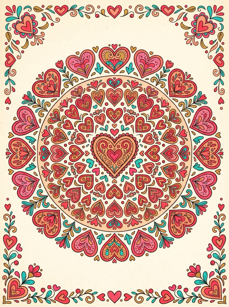 Harten mandala kleurplaten