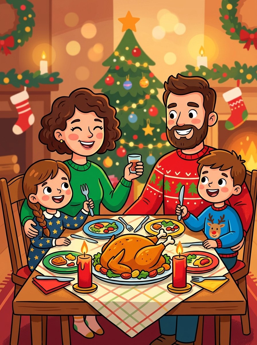 Kerstdiner kleurplaten