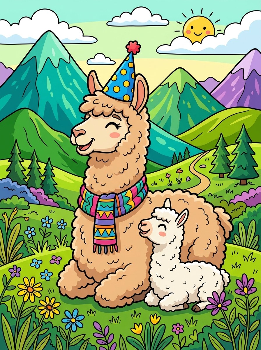 Lama en alpaca kleurplaten