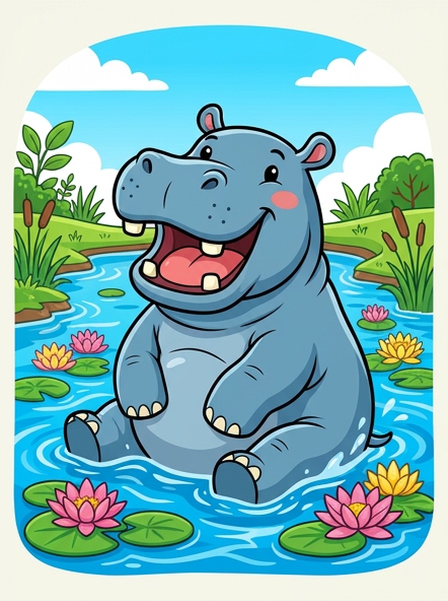 Nijlpaard kleurplaten