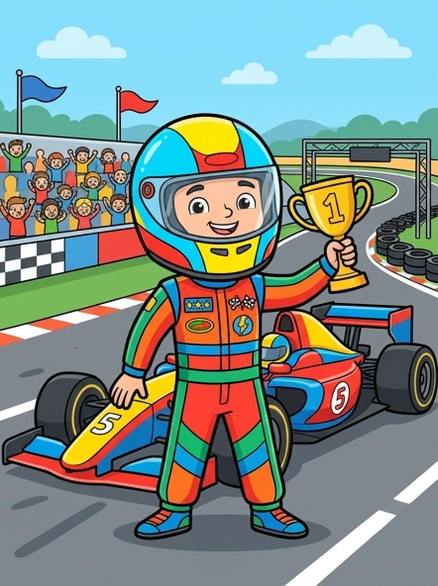 Racecoureur kleurplaten
