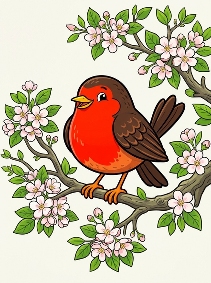 Roodborstje kleurplaten