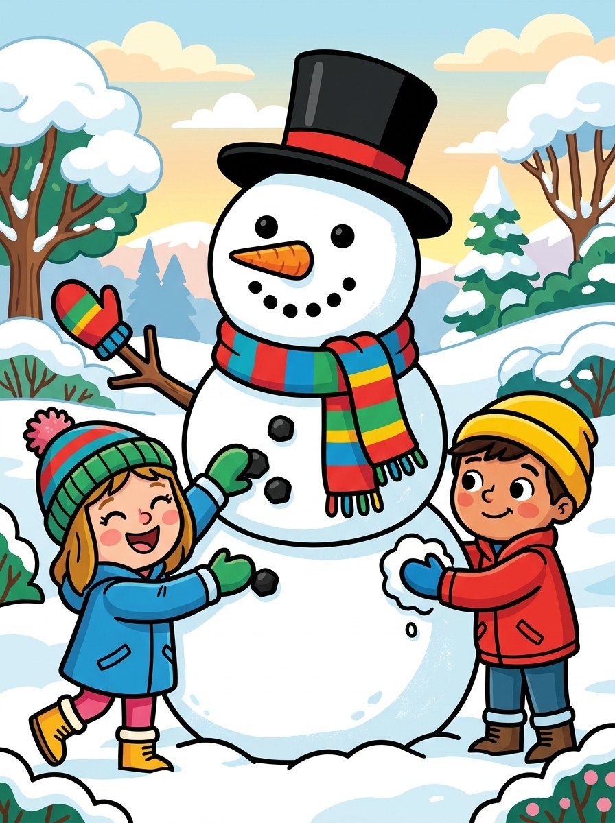 Sneeuwpop kleurplaten
