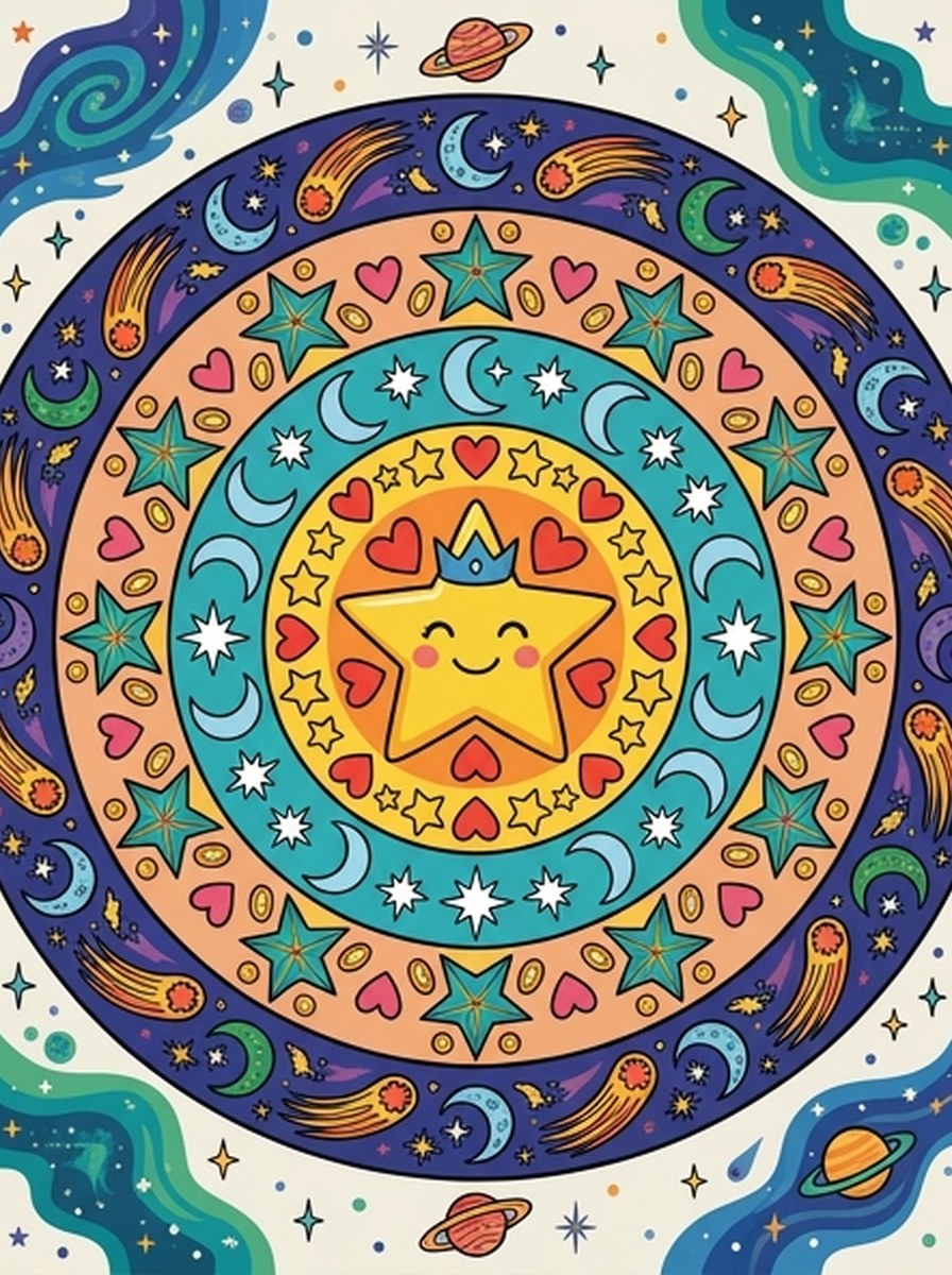 Sterren mandala kleurplaten