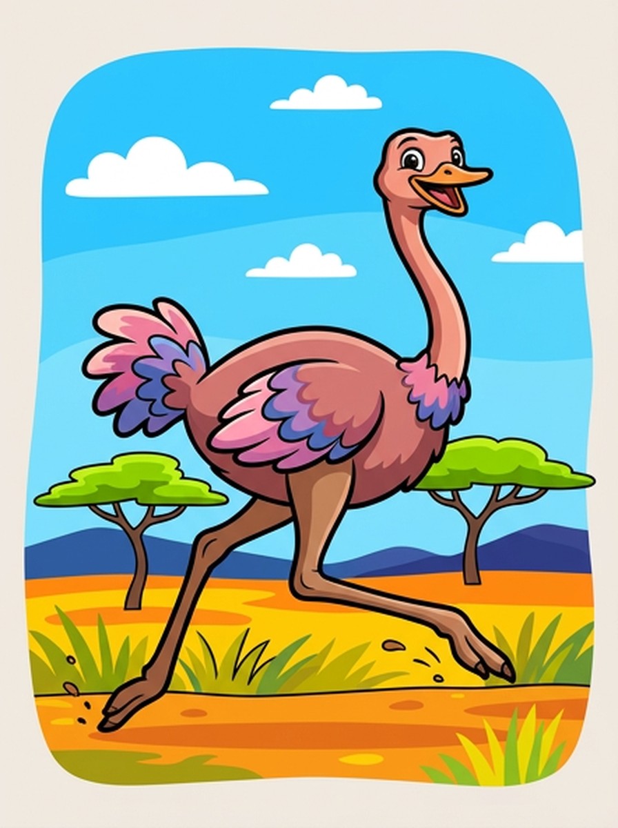 Struisvogel kleurplaten