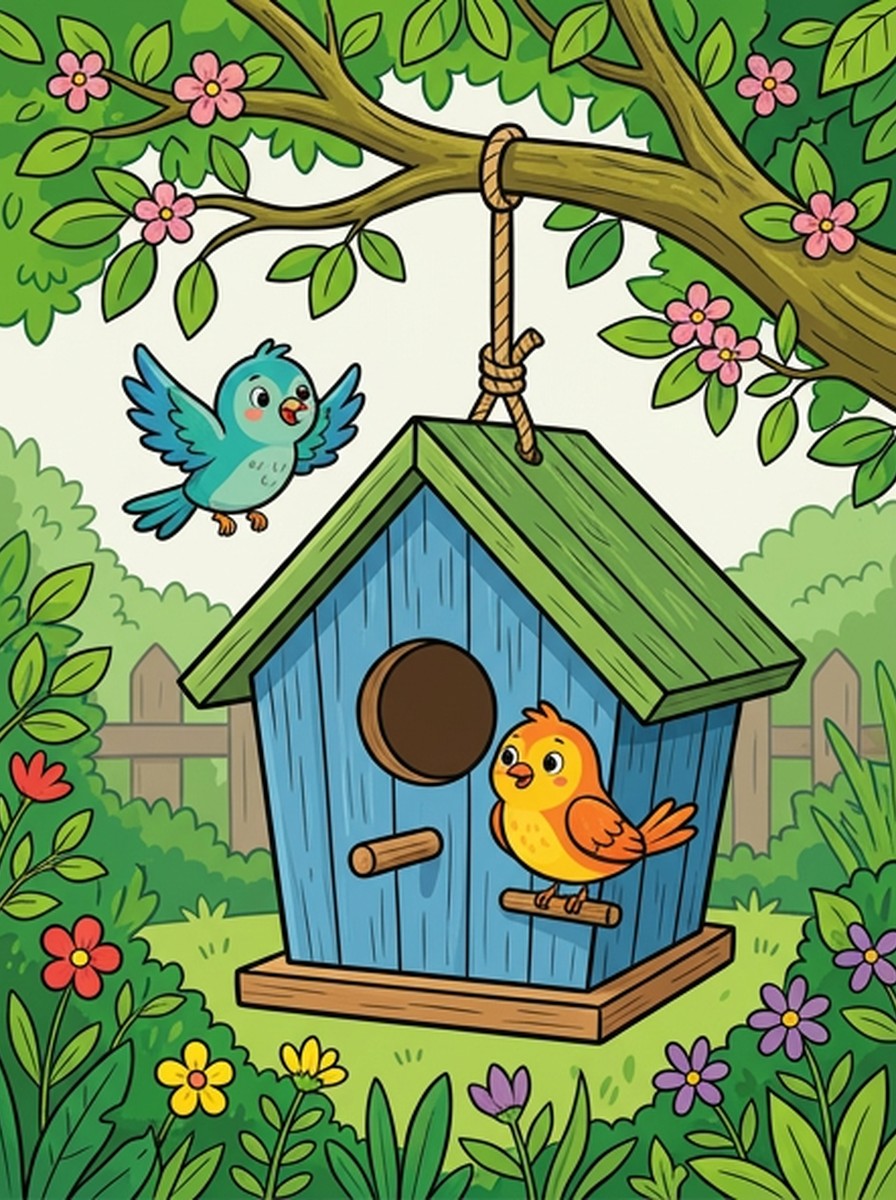 Vogelhuisje kleurplaten