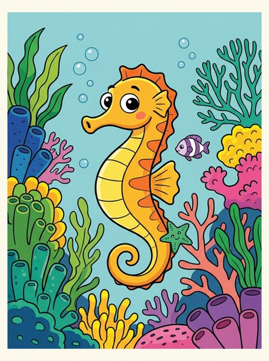 Zeepaardje kleurplaten