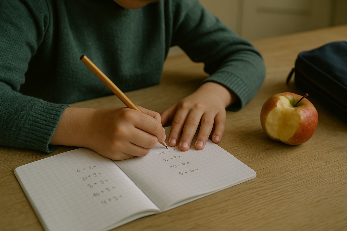Kind dat rekent op een werkblad met keersommen in groep 4