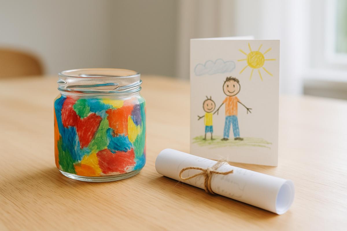 Ondersteunend beeld bij het artikel over 20 zelfgemaakte cadeautjes voor vaderdag van kinderen