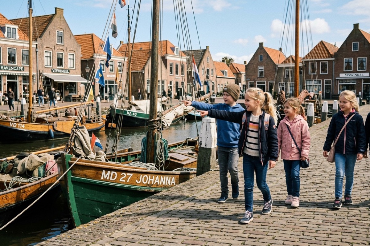 Een vader en kind wandelen over een Zeeuwse dijk met de Oosterschelde op de achtergrond