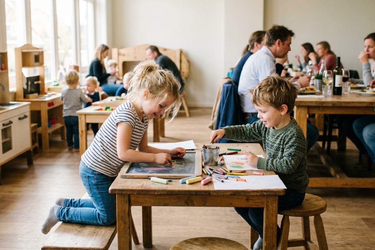 Een kind kijkt naar oude juttersvondsten in een museum gemaakt van schipbreukhout op Terschelling