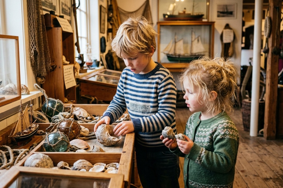 Kinderen zwemmen in een verwarmd recreatiebad terwijl het buiten regent op Vlieland