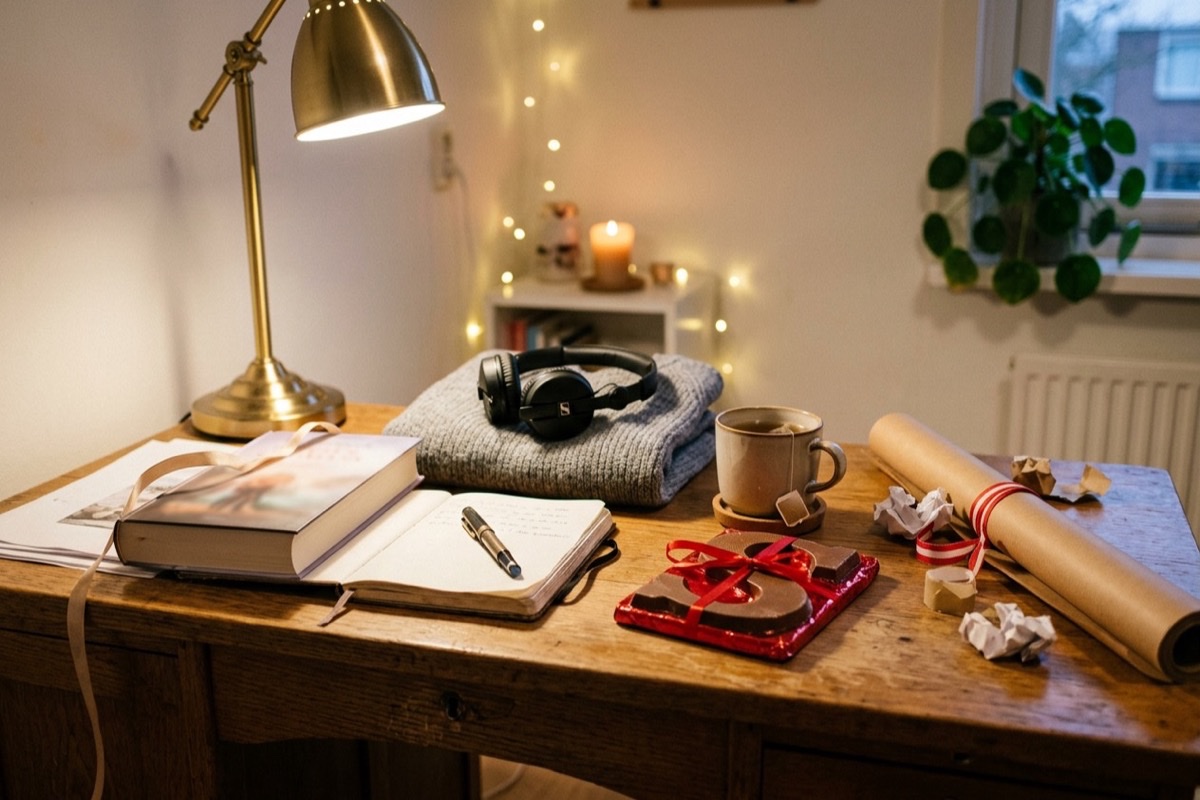 Een pre-teen pakt een eigen koptelefoon uit als Sinterklaas-cadeau