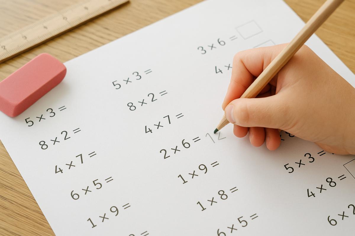 Ondersteunend beeld bij het artikel over Tafels oefenen met werkbladen en printables