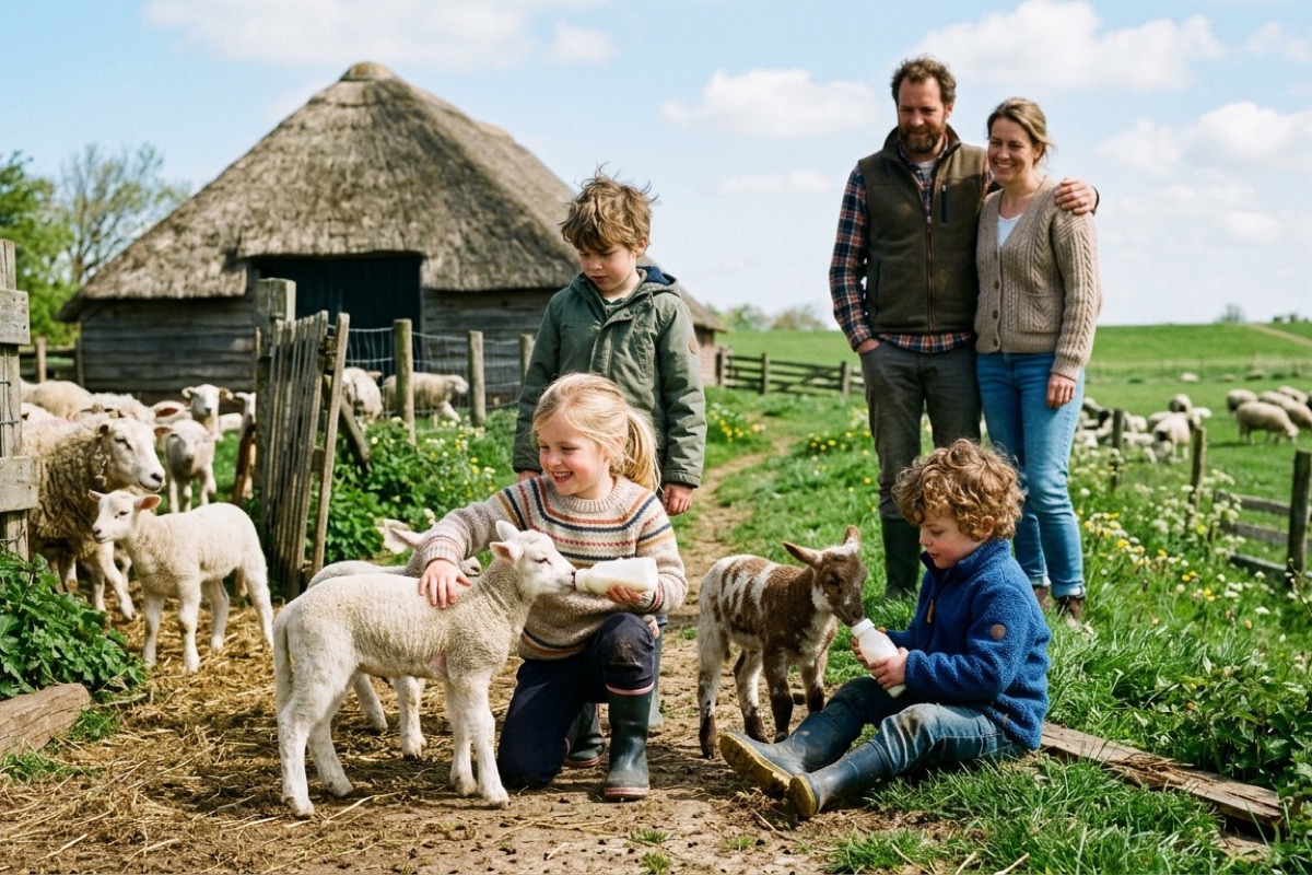 Een Nederlandse familie fietst over een Texels duinpad door begroeiing van helmgras