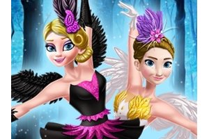 Ellie and Annie Black Swan and White Swa