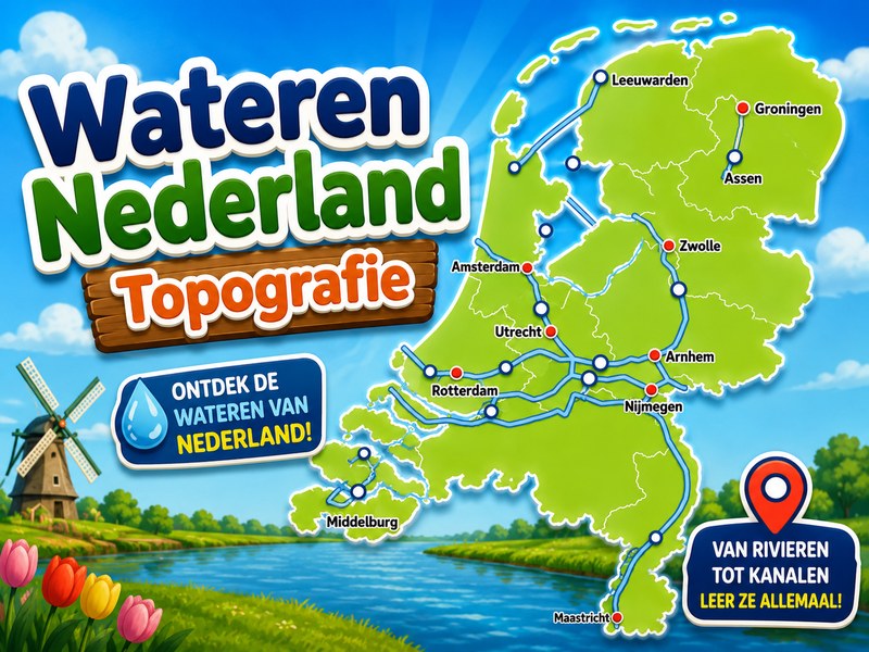 Wateren Nederland Topografie — screenshot van het spelletje