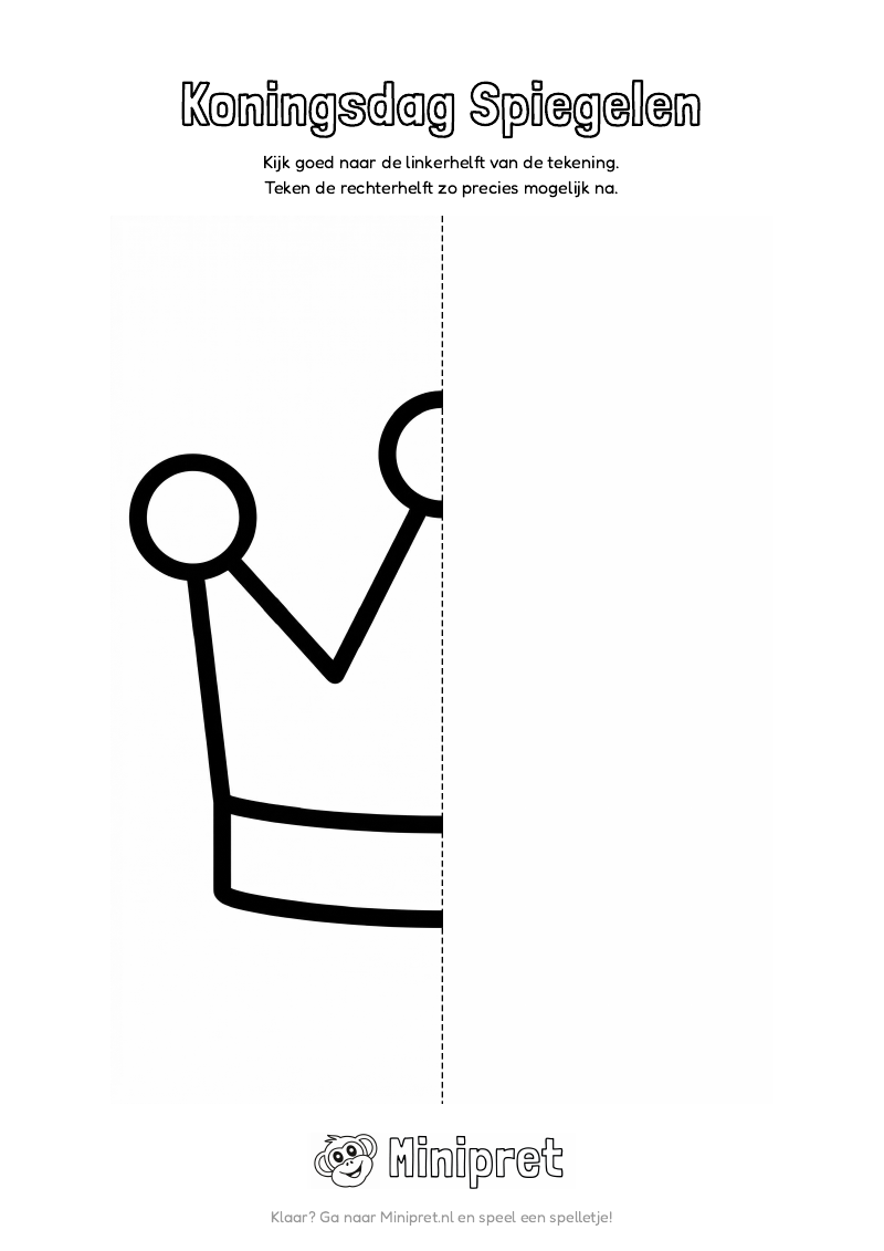 Koningsdag Spiegelen Groep 1-2 — gratis werkblad PDF