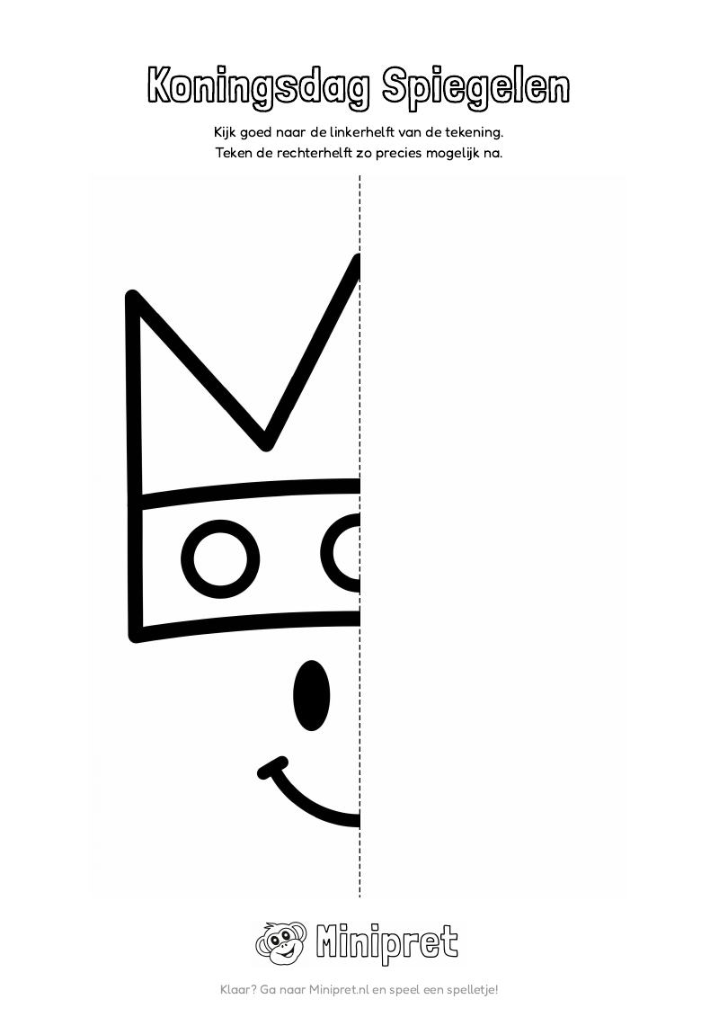 Koningsdag Spiegelen Groep 3-4 — gratis werkblad PDF