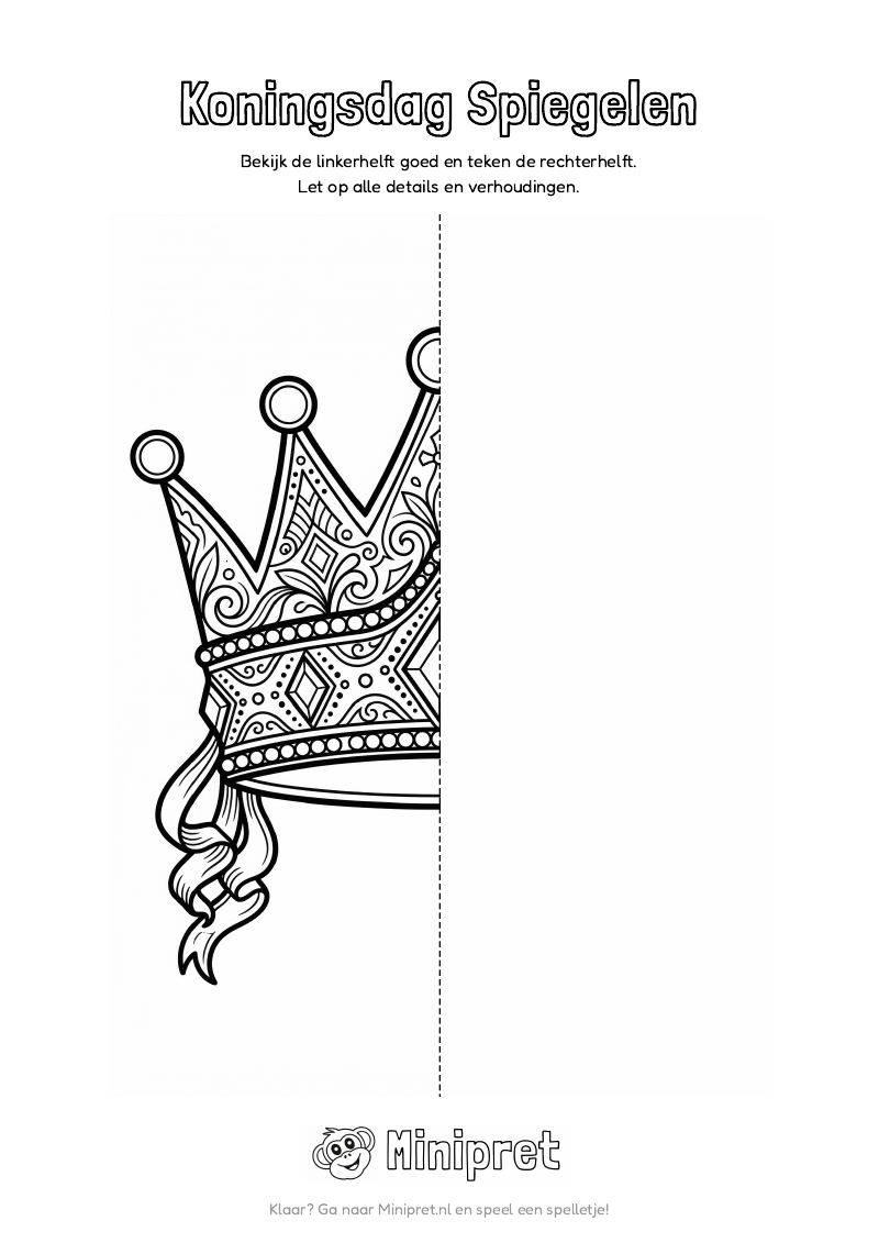 Koningsdag Spiegelen Groep 5-6 — gratis werkblad PDF