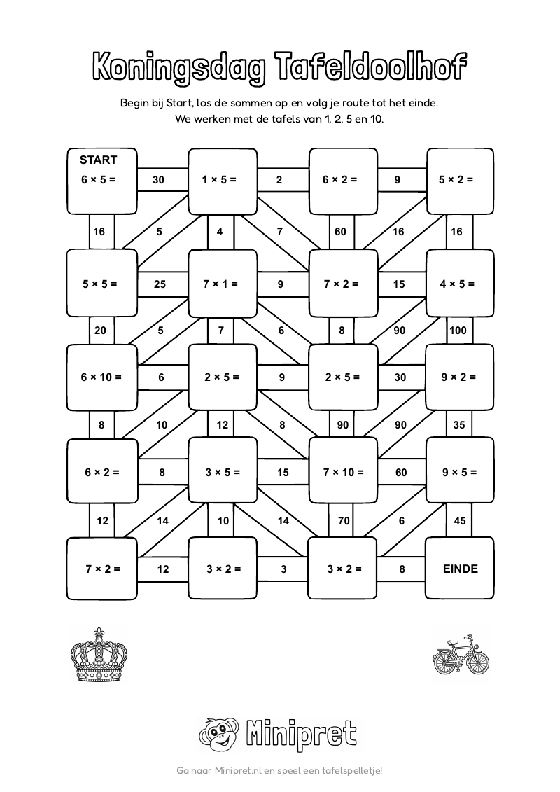 Koningsdag Tafeldoolhof Groep 3-4 — gratis werkblad PDF