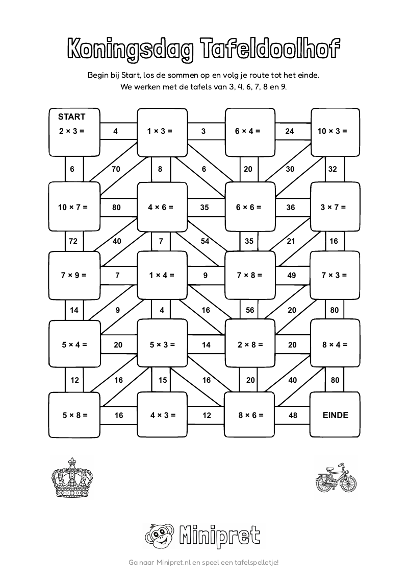 Koningsdag Tafeldoolhof Groep 5-6 — gratis werkblad PDF
