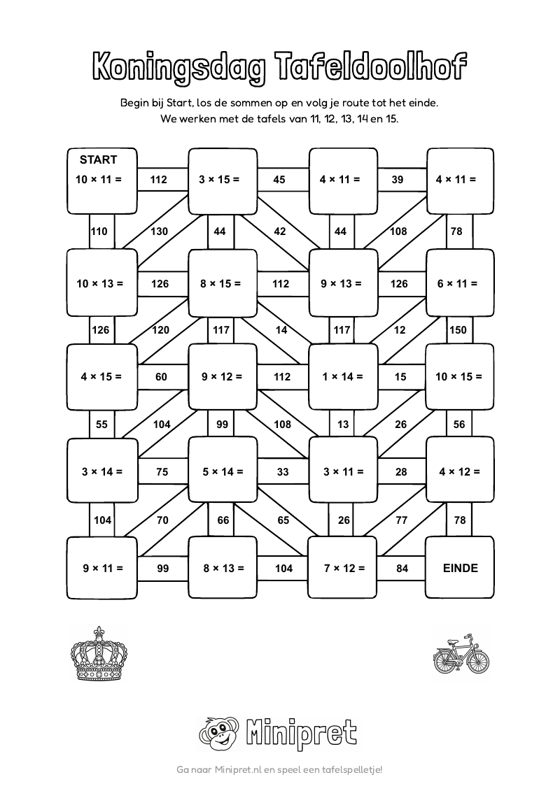 Koningsdag Tafeldoolhof Groep 7-8 — gratis werkblad PDF