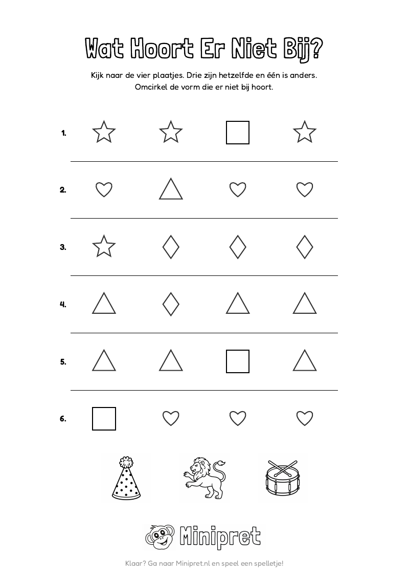 Koningsdag Wat Hoort Er Niet Bij Groep 1-2 — gratis werkblad PDF