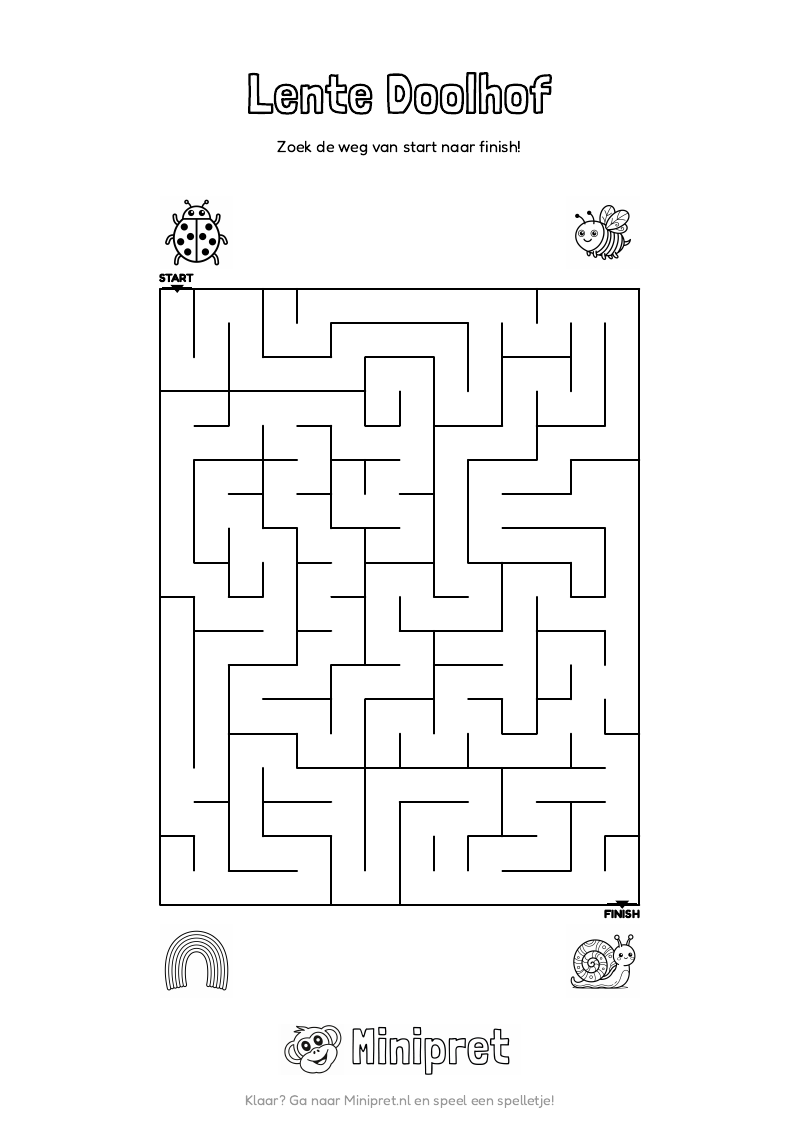 Lente Doolhof Groep 1-2 — gratis werkblad PDF